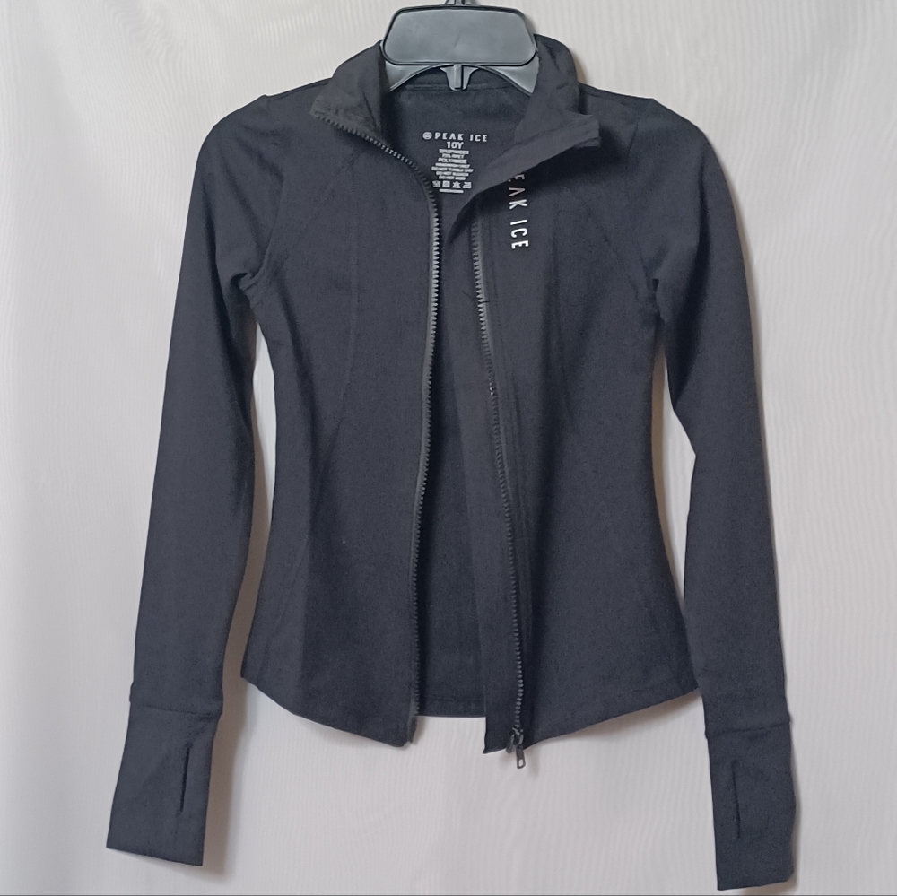 PEAK ICE Girls Black Zipper Closure Front Ice Skating Light Weight Jacket. 10Y - Picture 4 of 11